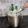 Cubo de hielo de doble pared aislado hecho de champán y cubo de vino mantiene el hielo congelado más tiempo Cubo de hielo de acero inoxidable de 3 litros con tapa