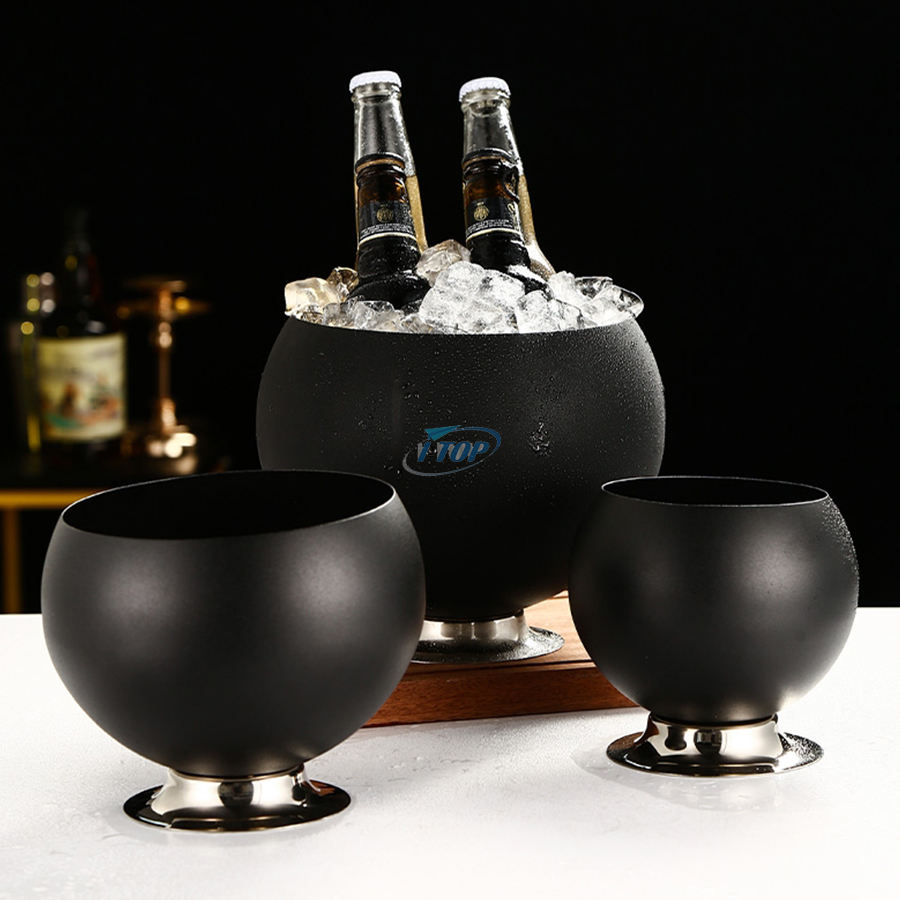 2022 nueva llegada de acero inoxidable vino cerveza cubo de hielo bebidas champán cubo enfriador de hielo para fiesta de bar en casa
