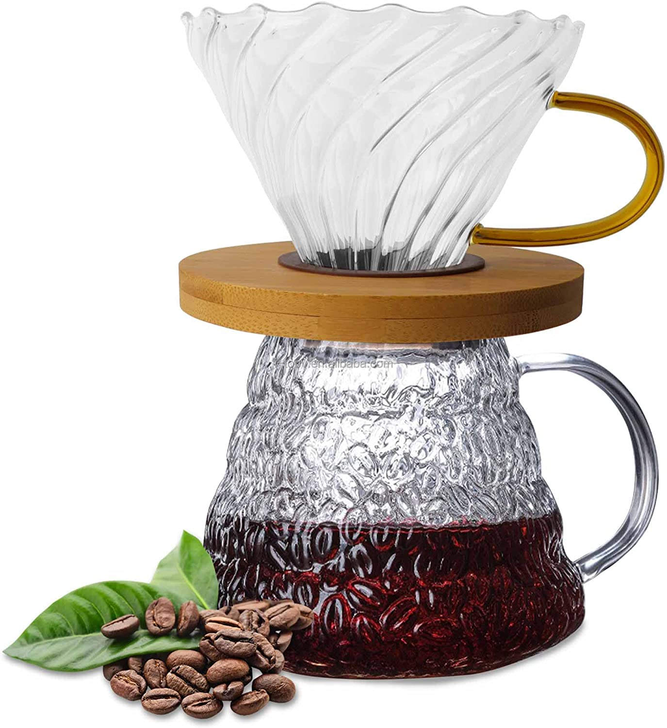 Cafetera de café en frío de vidrio con filtro de acero inoxidable