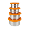 Fiambrera Bento respetuosa con el medio ambiente, juego de 4 cajas de almacenamiento de alimentos a prueba de fugas de acero inoxidable para niños, contenedor de sopa de salsa con tapa de silicona