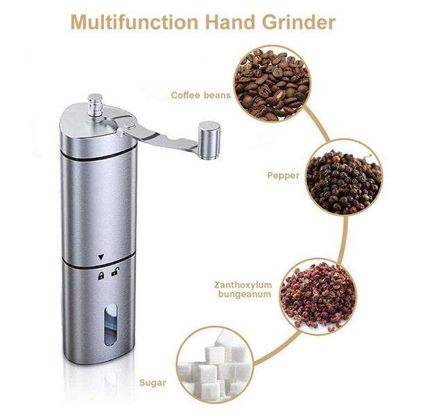 Molinillo de café de mano de prensa francesa espresso de goteo de cerámica ajustable de acero inoxidable