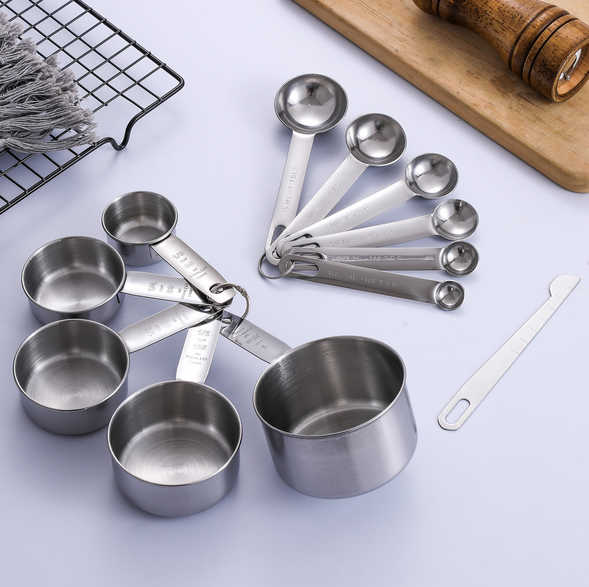 Juego de tazas y cucharas medidoras Juego de tazas medidoras anidadas para cocinar y hornear Cucharas medidoras de metal apilables