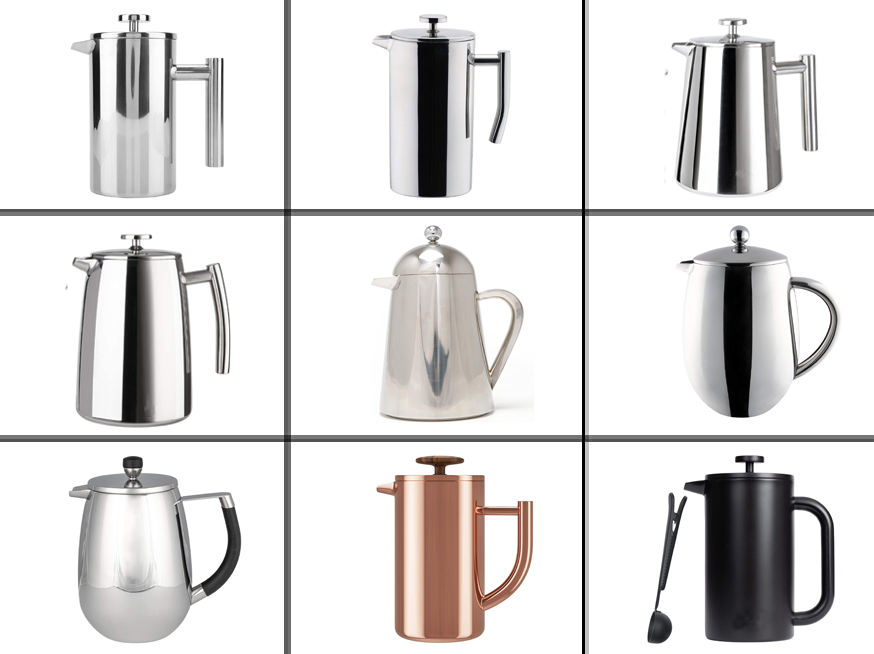 Prensa francesa de acero inoxidable, cafetera de doble pared con aislamiento de Metal, prensa de café y cafetera de té, fácil de limpiar y fácil de presionar