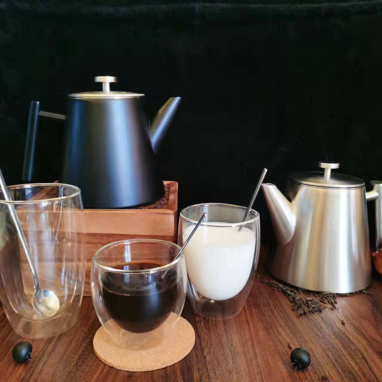 Tetera de doble pared de acero inoxidable con infusor extraíble, tetera de estufa de 1,2 l para frutas, hierbas e infusión