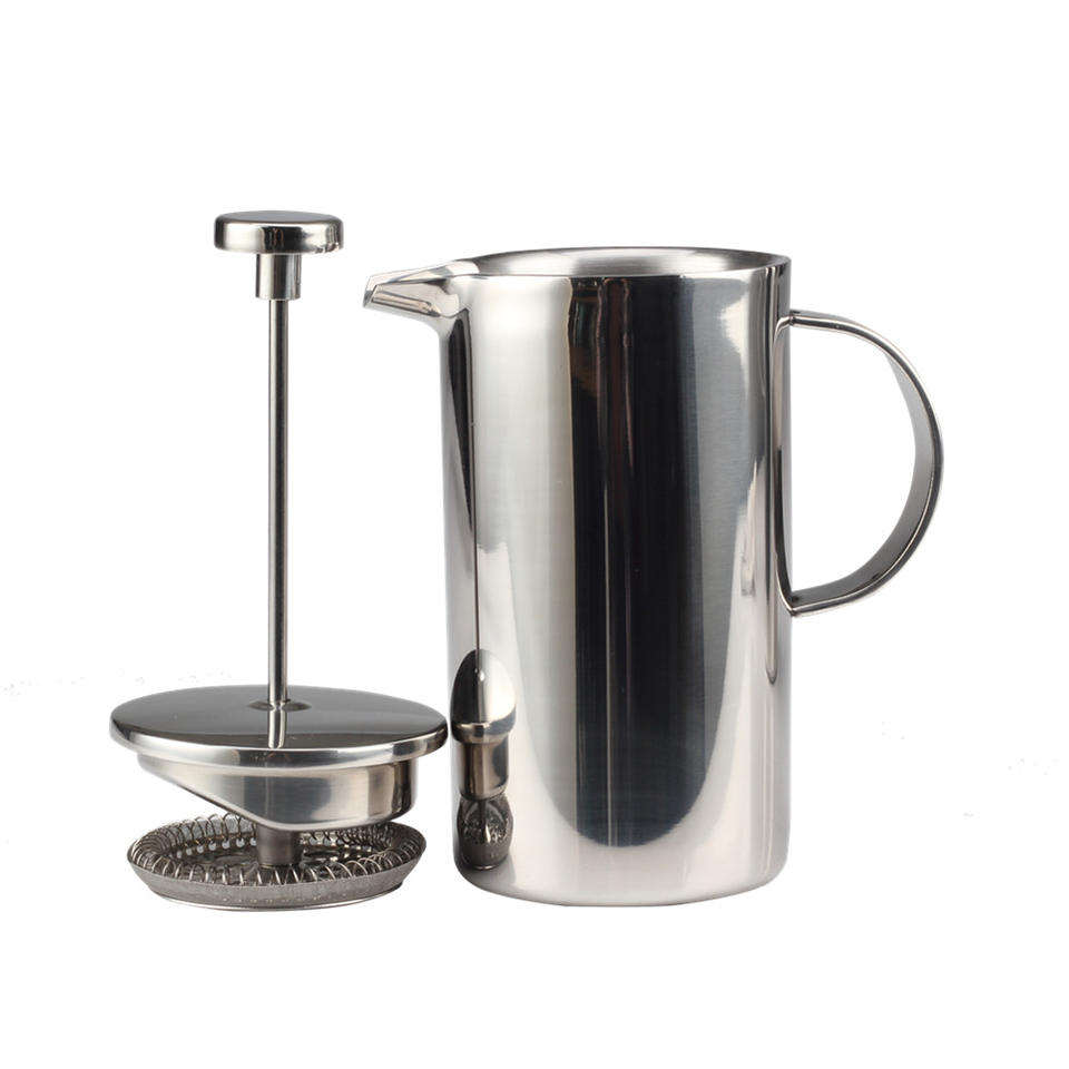 Cafetera de prensa francesa con aislamiento de pared doble de acero inoxidable de grado 304