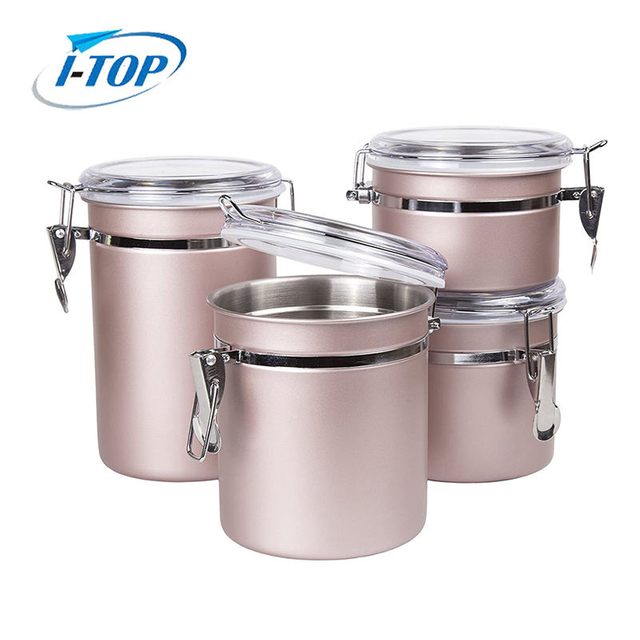 Recipiente de acero inoxidable para té, café, metal, hermético, juegos de contenedores, tarro