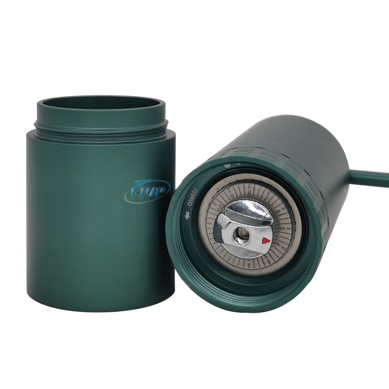Venta al por mayor, molinillo de granos de café con manivela portátil, ajustes ajustables, molinillo de café Manual de acero inoxidable para viajar