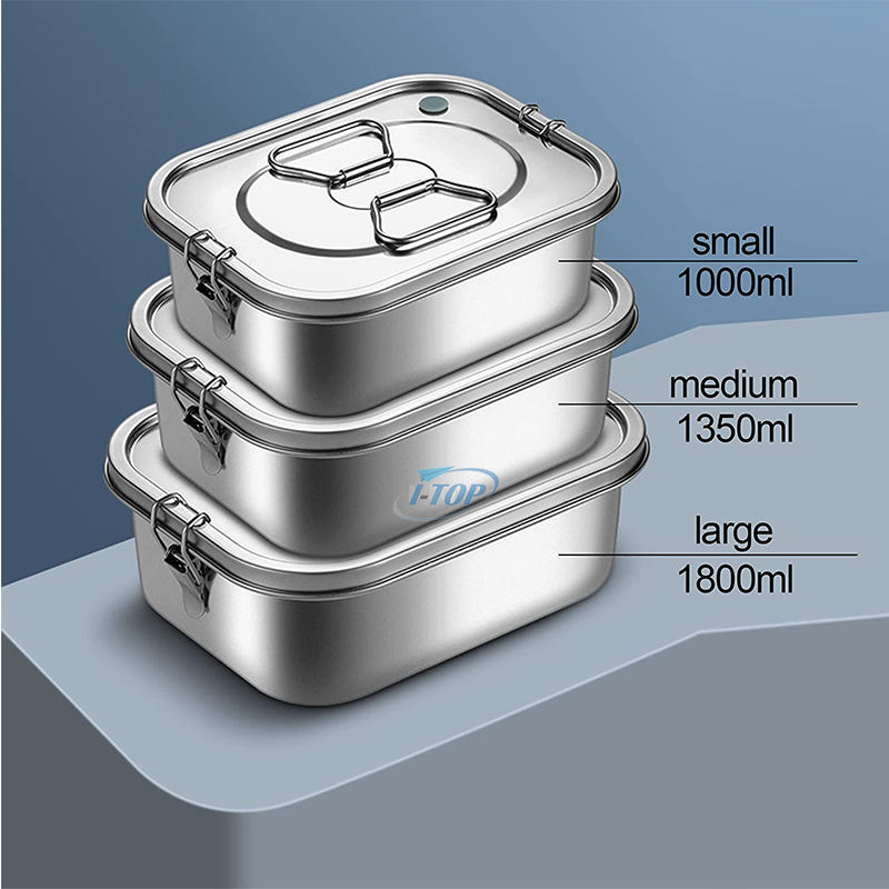 Venta al por mayor de adultos y niños, caja Bento para el almuerzo a prueba de fugas, contenedor de almacenamiento de alimentos, fiambrera de acero inoxidable 304 con tapa
