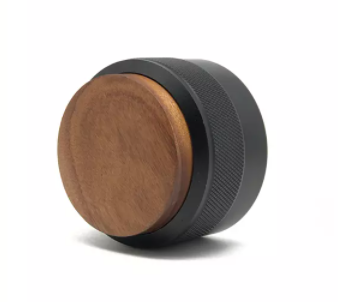 Distribuidor de café de 58 mm, distribuidor de café de acero inoxidable, decoración de nogal, distribuidor de café de altura ajustable con madera