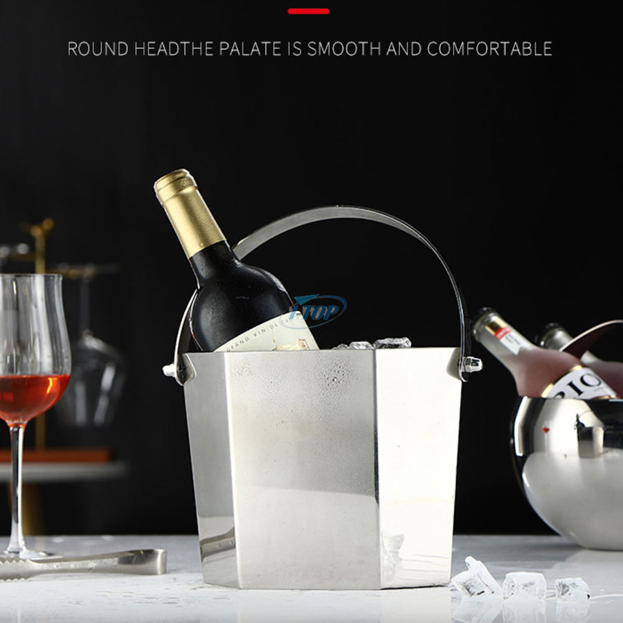 Cubo de metal plateado al por mayor de 3L, enfriador galvanizado, cubo de vino, cubo de hielo para bebidas