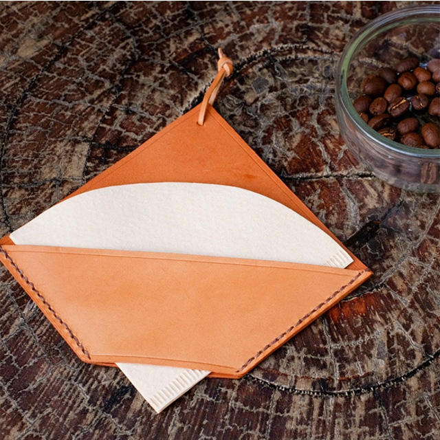 Soporte de papel de filtro de café de cuero de grano completo hecho a mano decoración minimalista del hogar
