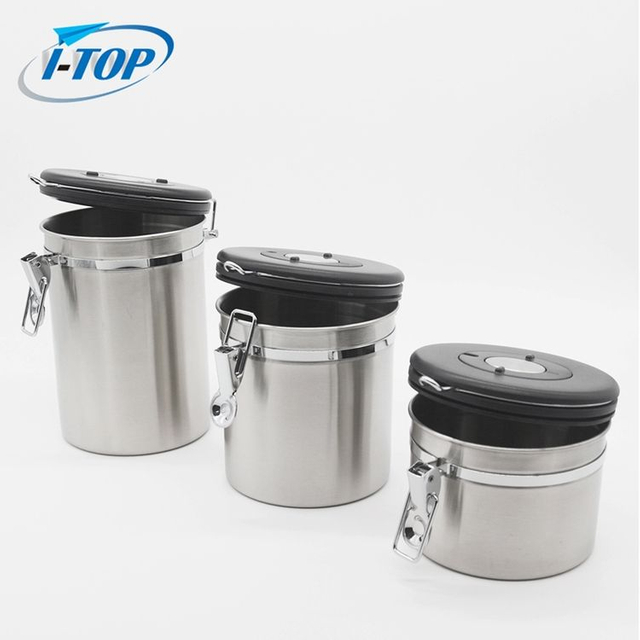 Jarra de almacenamiento de cocina de acero inoxidable directo de fábrica Bote hermético para café y azúcar