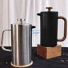 Prensa francesa vientre estilo clásico acero inoxidable 34 oz aislado doble pared cafetera prensa francesa con logotipo personalizado madera