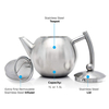 Tetera de acero inoxidable de 34 a 50 onzas con infusor, calentador de té con infusor de tetera para té suelto