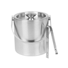 Hielera portátil aislada de acero inoxidable de doble pared con tapa y pinza para hielo incluida El colador mantiene el hielo frío y seco