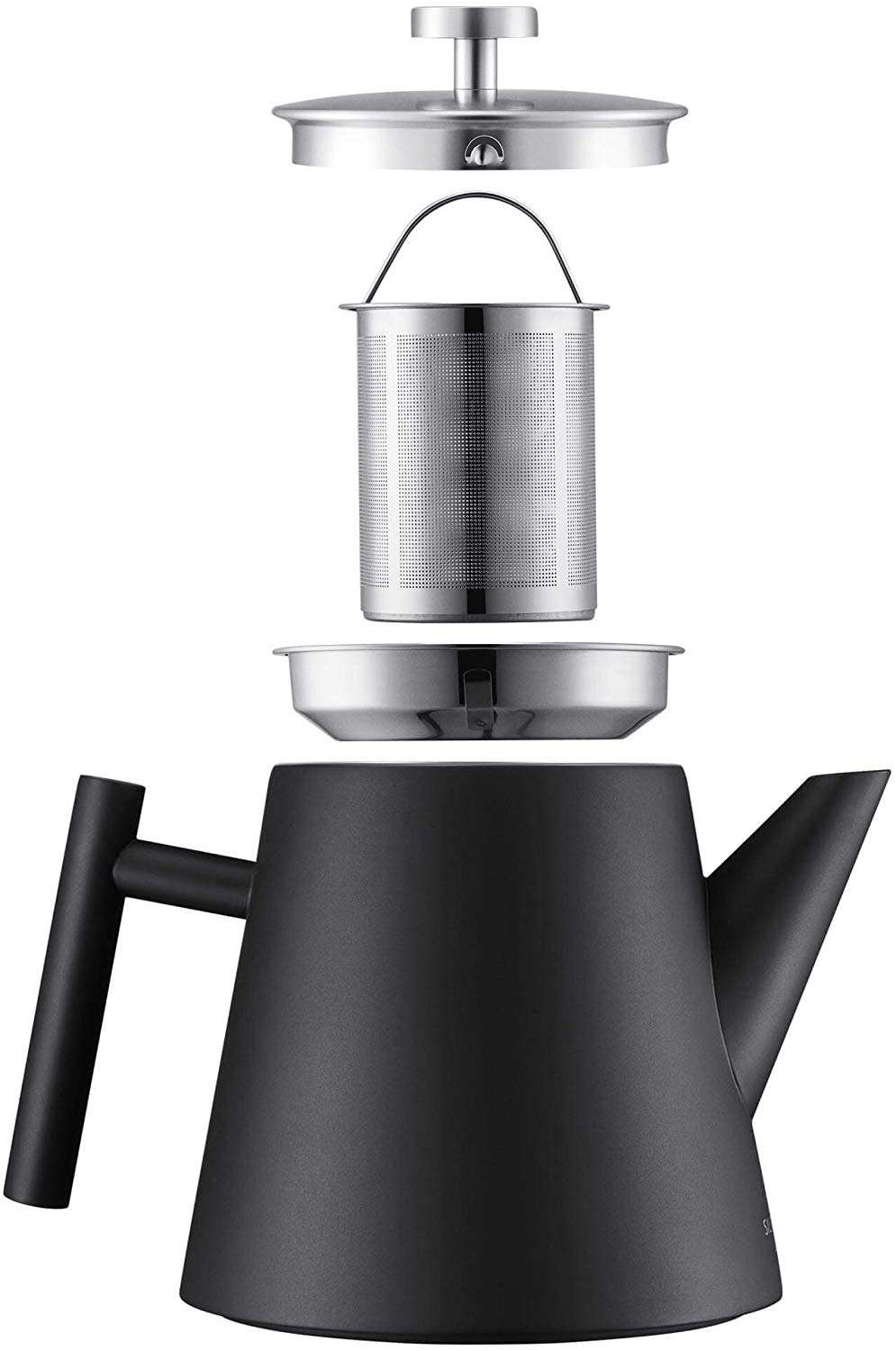 Tetera de acero inoxidable con calentador de doble pared de 1,2 L Mantiene el té caliente durante mucho tiempo con la tetera con infusor de té