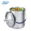 Contenedor de compost de acero inoxidable para encimera de cubo de abono de cocina para interiores de 1,0 galones con tapa sellada
