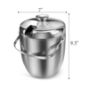 Hielera aislada con pinzas y tapas de 3,4 cuartos para fiestas y bares, pared doble de acero inoxidable con colador