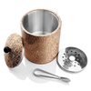 habitación de hotel cuero de la pu mini cerveza pequeña vino champán cubo de hielo de acero inoxidable enfriador de vino cubo de hielo con pinzas