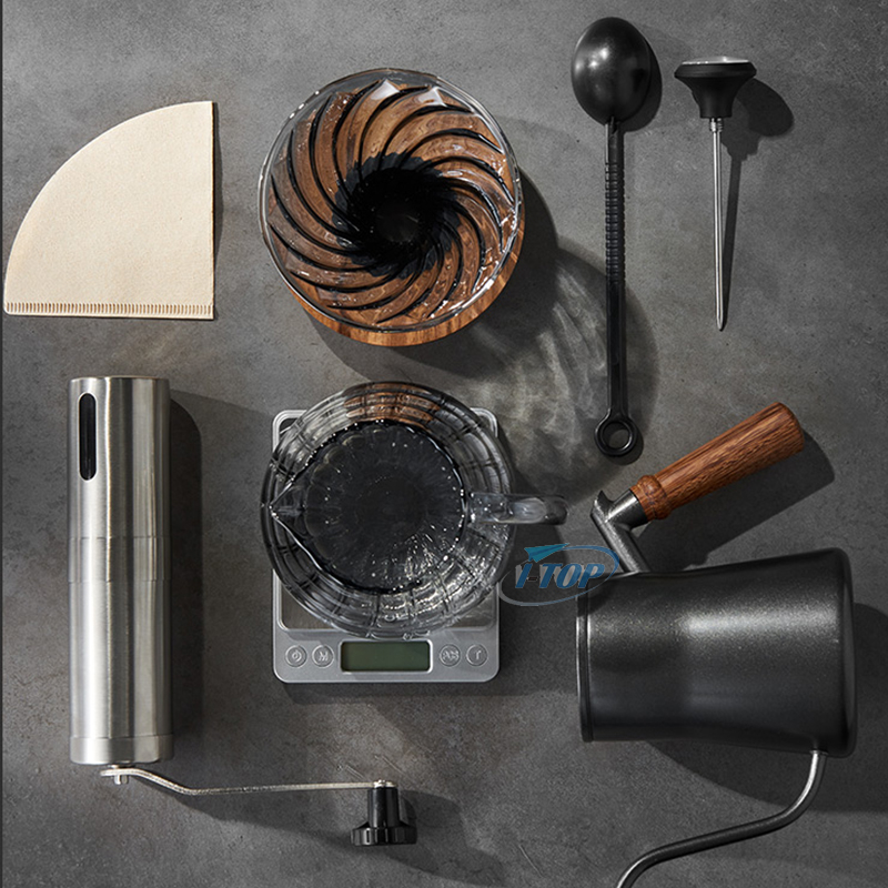 Accesorios de goteo de café v60 elaborados a mano para acampar, juego de bolsa de viaje de regalo, juego de regalo de molinillo de café de nuevo diseño