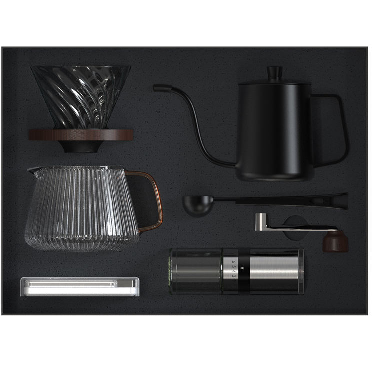 Embalaje de regalo OEM Goteo a mano Verter sobre cerámica V60 Accesorios de café Juego de fabricante Tetera de goteo Juego de café de viaje