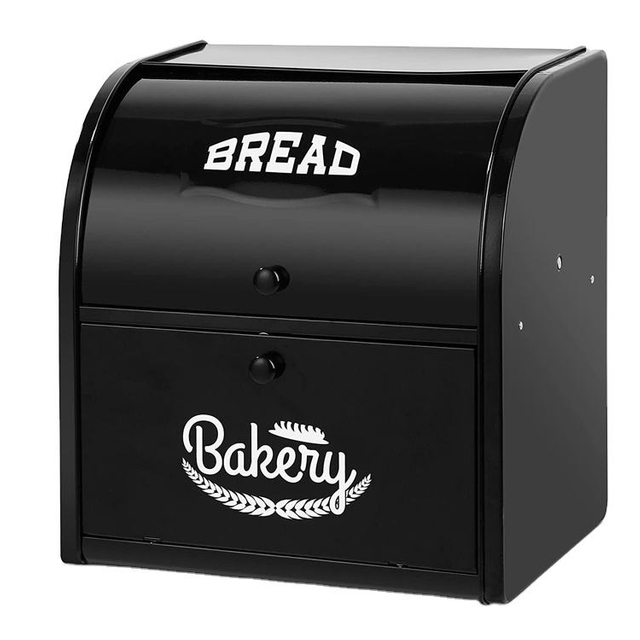 Caja de pan de acero inoxidable para cocina, contenedor de almacenamiento de pan ajustable de 2 capas con tapa, caja organizadora de maquillaje