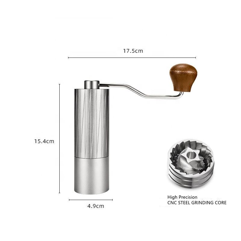 Molinillo de café con rebabas Manual, capacidad de 0,9 onzas, molinillo de rebabas cónico de acero inoxidable, ajuste ajustable más fino a más grueso