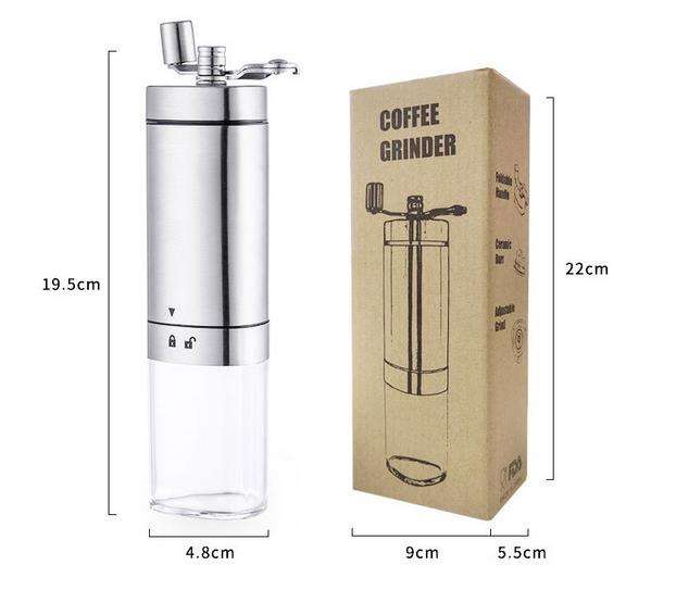 Molinillo de café de mano de prensa francesa espresso de goteo de cerámica ajustable de acero inoxidable
