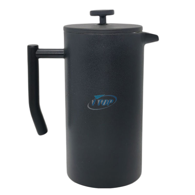 Prensa francesa Estilo clásico Acero inoxidable 34 oz Cafetera de doble pared aislada Prensa francesa con mango curvo