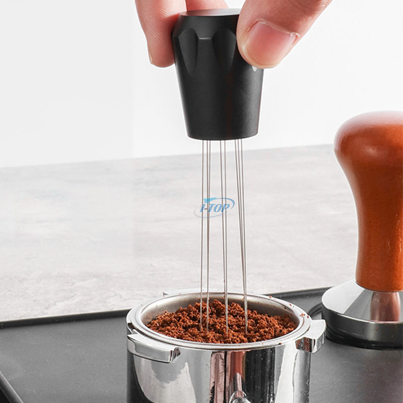 Espresso Coffee Stirrer barista Agujas agitadoras para Espresso Distribution Mango con corte de diamante y Agujas distribuidoras de soporte