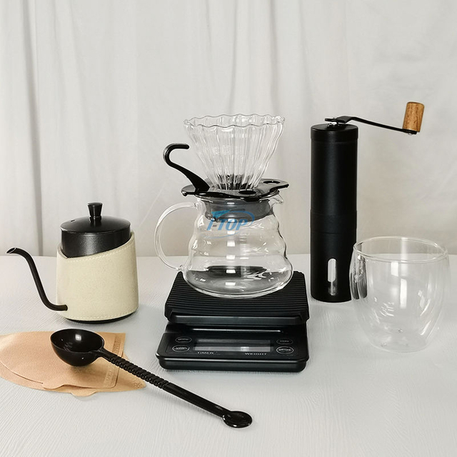 Kit de café 9 en 1 V60 Juego de café Paquete de accesorios de café portátil con equipaje portátil con cremallera