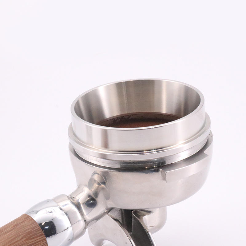 Embudo de dosificación de espresso de 58 mm, anillo de dosificación de acero inoxidable compatible con el portafiltro/parte inferior de la máquina de espresso de 58 mm