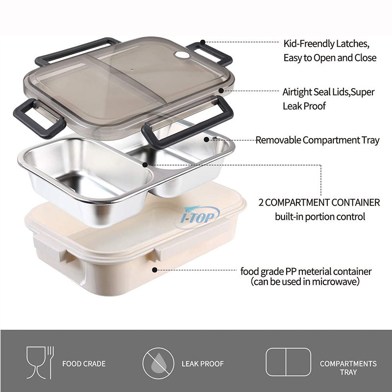 Fiambreras ecológicas aptas para lavavajillas, gran oferta, fiambreras bento de acero inoxidable con 5 compartimentos