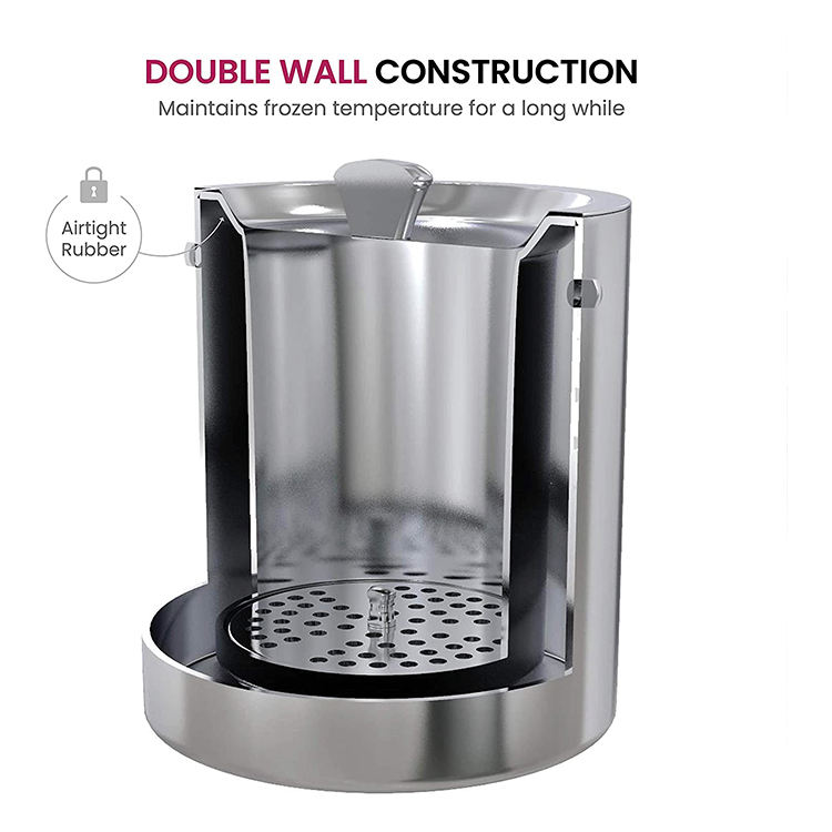 Cubo de hielo de Metal de alta calidad, enfriador de bebidas para fiestas, cubo de hielo aislado de acero inoxidable de doble pared para botella de vino