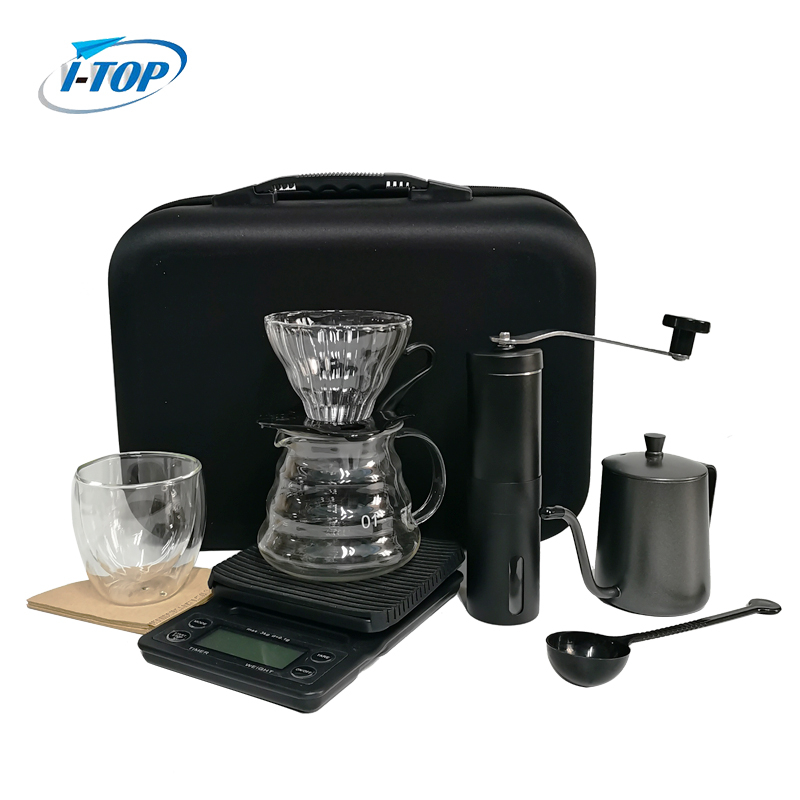 Juego de café Barista Juego de bolsa de regalo Juego de tetera de cuello de cisne por goteo Juegos de café y té