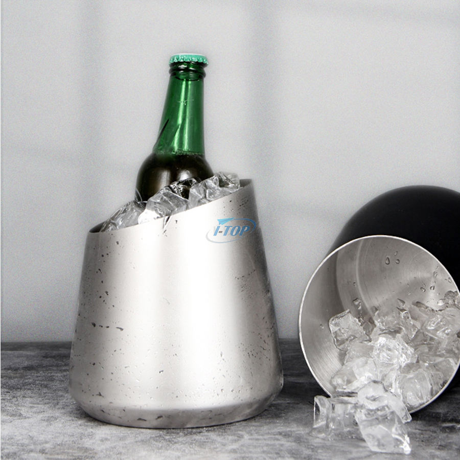 2022 nueva llegada de acero inoxidable vino cerveza cubo de hielo bebidas champán cubo enfriador de hielo para fiesta de bar en casa