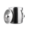 Hielera portátil aislada de acero inoxidable de doble pared con tapa y pinza para hielo incluida El colador mantiene el hielo frío y seco
