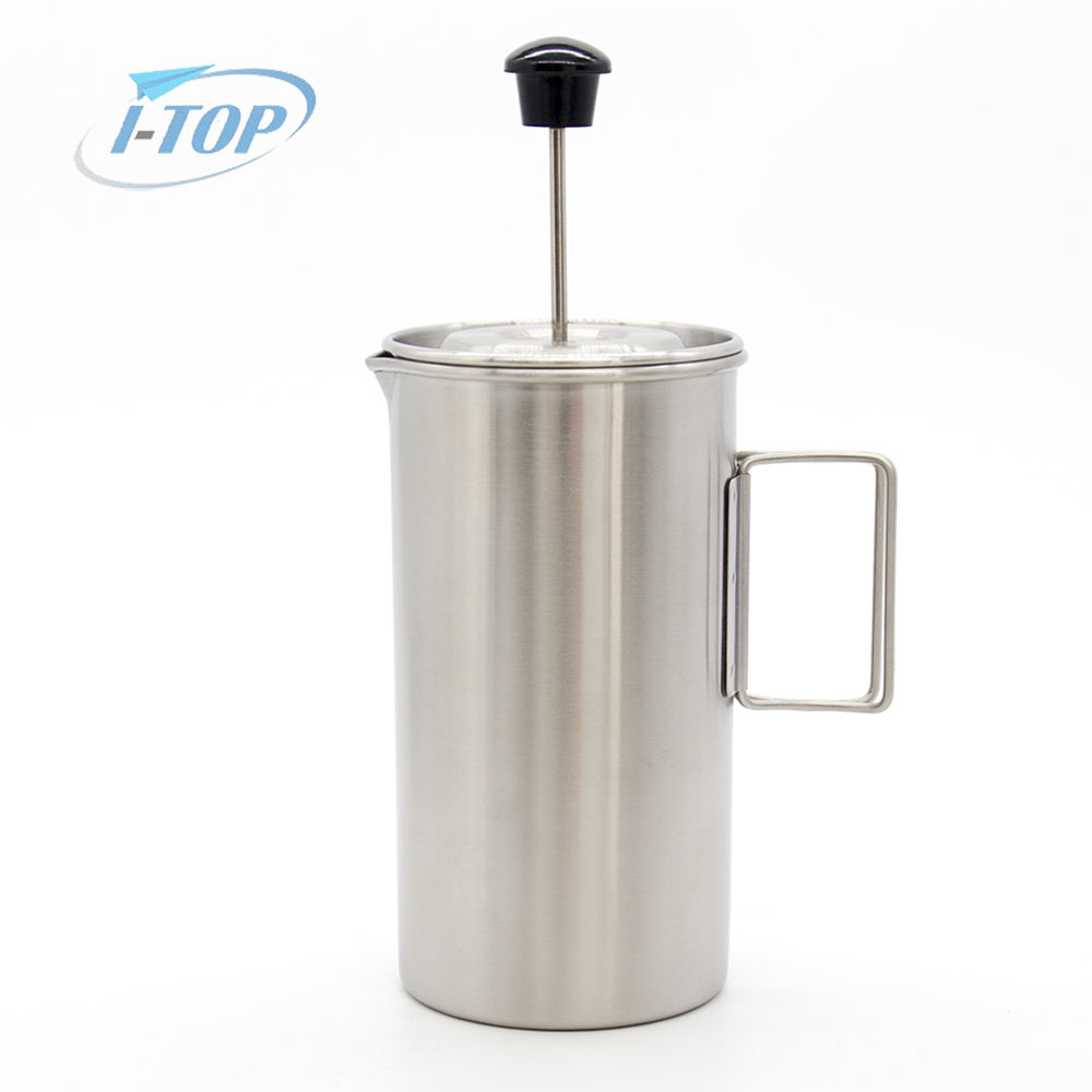 Percolador de café para acampar, olla de acero inoxidable 304 para hacer café, para viajes al aire libre, estufa de fogata, prensa de café de preparación rápida