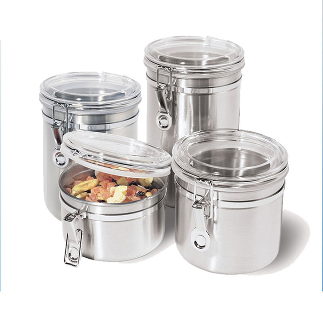 Recipiente de acero inoxidable para té, café, metal, hermético, juegos de contenedores, tarro