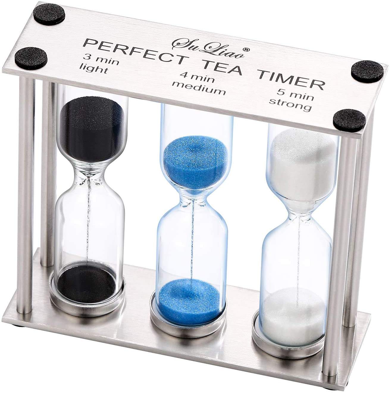 Temporizador de té perfecto 3 en 1, incluye temporizadores de reloj de arena de arena de 3, 4 y 5 minutos, utilícelo para preparar té o mantener el tiempo en la cocina