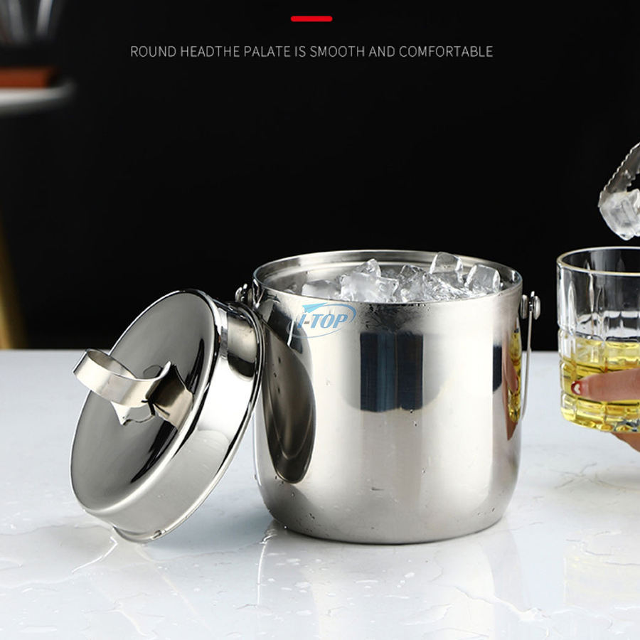 regalo perfecto 4L Cubo de metal plateado Enfriador de cubo de vino Cubo de hielo galvanizado con doble pared