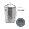 Contenedor de compostaje de cocina para encimera de cocina de acero inoxidable de 1,3 galones con 1 contenedor de compostaje con filtro de carbón de repuesto