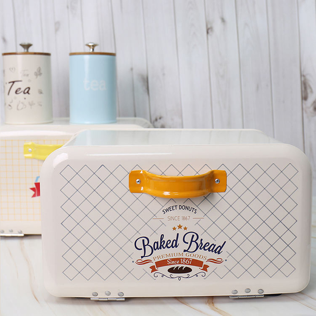 Caja de pan grande de granja blanca para encimera de cocina