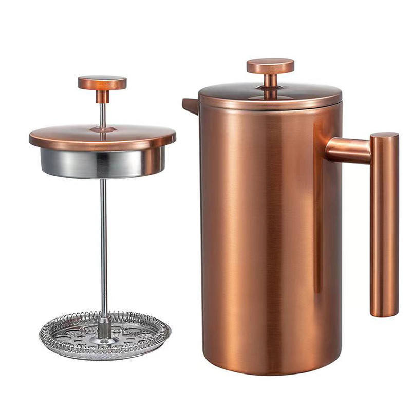 Cafetera de prensa francesa, ¡incluye pala con clip!Resistente a huellas dactilares, acero inoxidable con aislamiento de doble pared, 4 tazas grandes