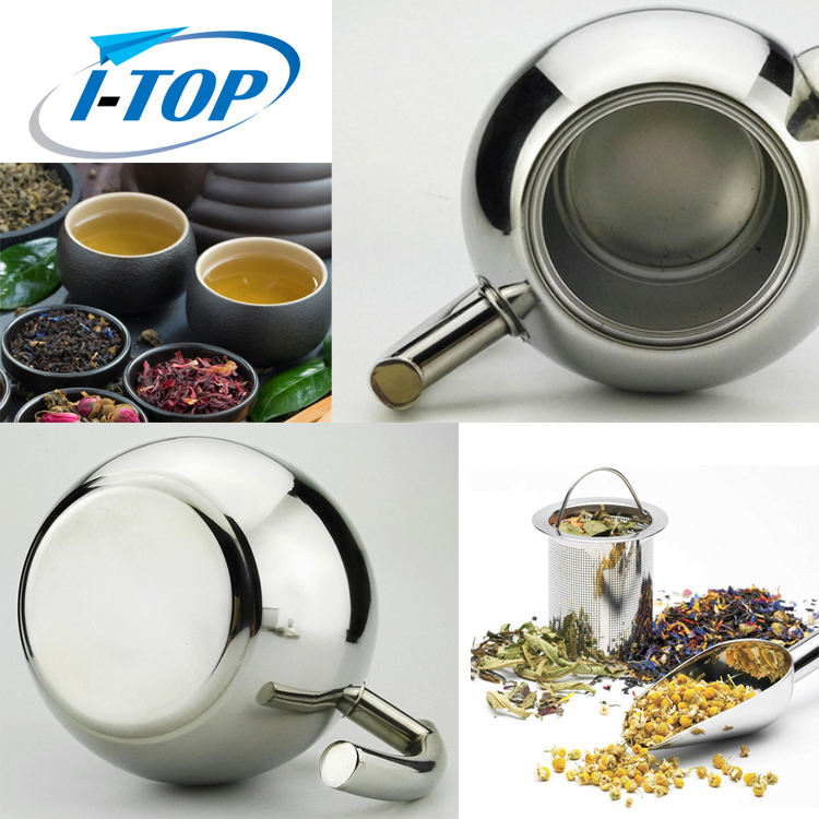 Tetera de acero inoxidable de 1,2 l con infusor para té suelto El aislamiento de doble pared mantiene el té caliente durante más tiempo