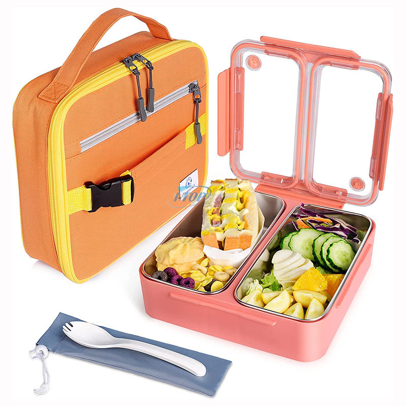 Venta al por mayor de adultos y niños, caja Bento para el almuerzo a prueba de fugas, contenedor de almacenamiento de alimentos, fiambrera de acero inoxidable 304 con tapa