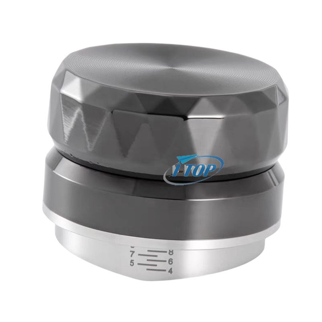 Distribuidor de café ajustable azul metálico Base de acero inoxidable 304 para suavizar el nivelador de café en polvo