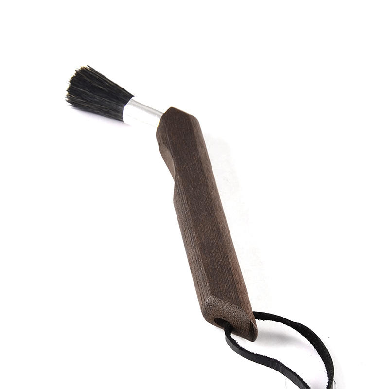 Cepillo de café profesional, cepillo de molinillo de café de cerdas naturales, cepillo de espresso con mango de nuez con cordón para barista