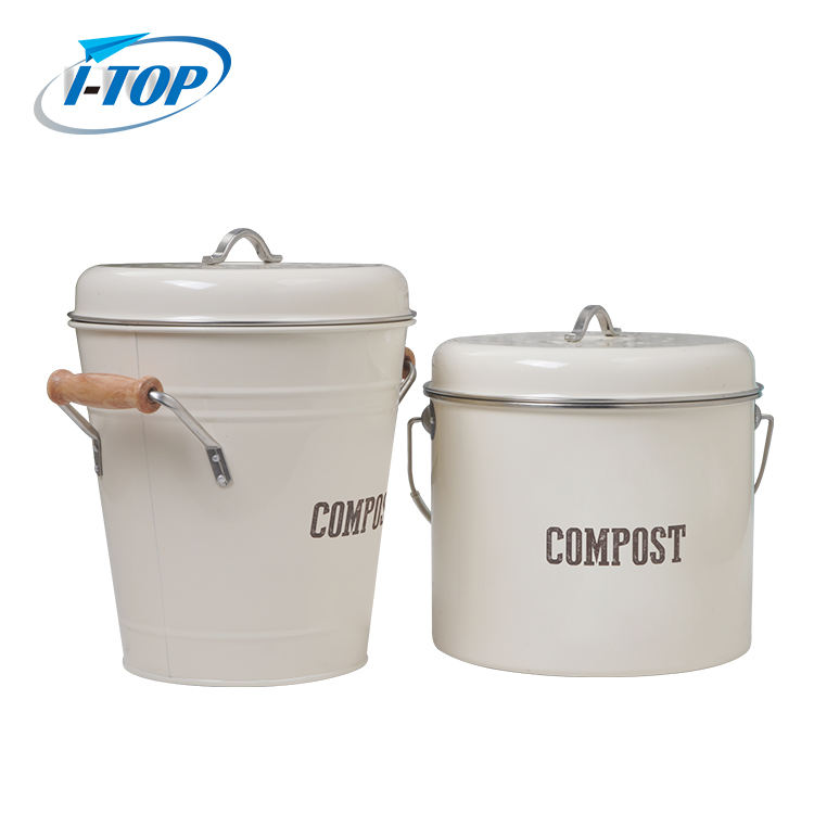 Cubo de compost de 1,0 galones Galvinizational Zinc Metal Easy Clean con filtro de carbón Cubo de compost