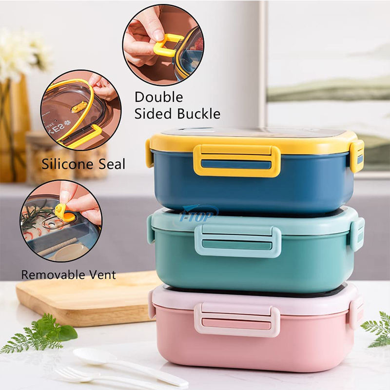 Fiambrera sin BPA para el hogar de 470ML, fiambrera Bento térmica con bolsa para niños, a prueba de fugas, de acero inoxidable